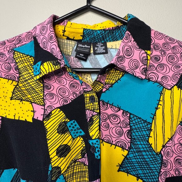 DISNEY PARKS HER UNIVERSE Sally Tie Front Crop Top Womens M Medium Shirt Buttons - Picture 3 of 8